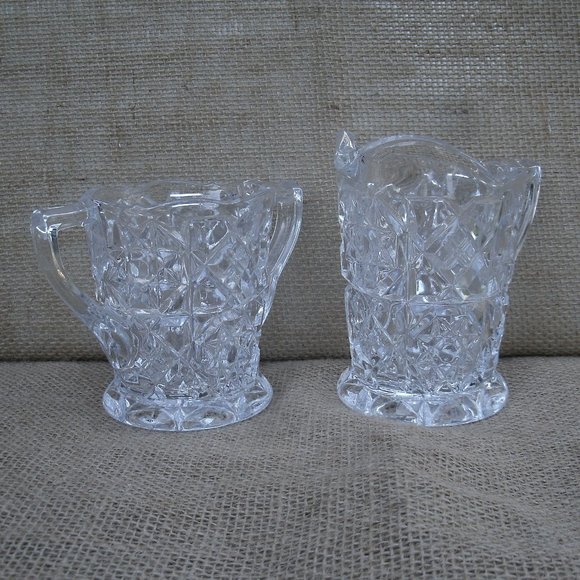 Vintage Fostoria Glass Crystal Sugar & Creamer Set - Picture 2 of 16